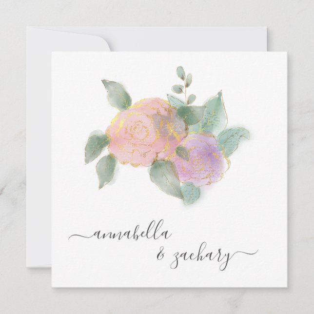 Invitation *~* ROSE QR RSVP Gold Parties scintillant - AR12 M (Devant)