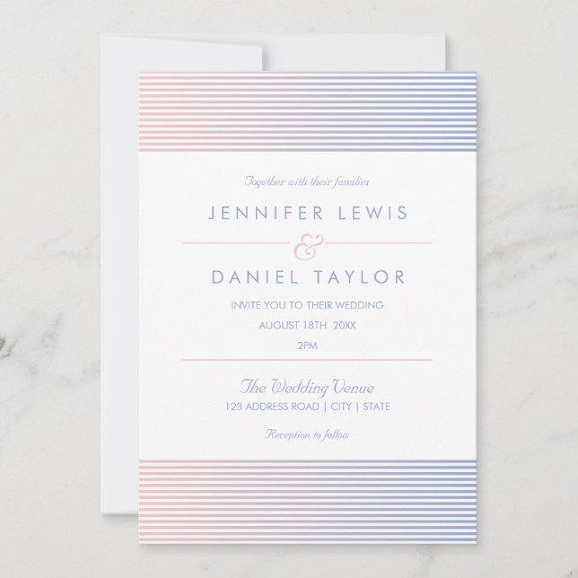 Invitation Rose Quartz & Serenity Ombré Mariage de bande (Devant)