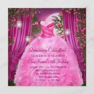 Invitation Rose Quinceanera rose chaleureux