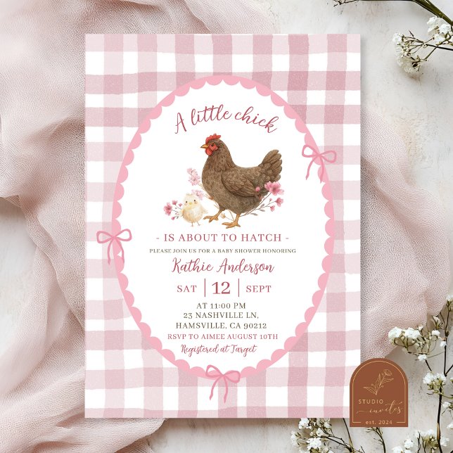Invitation Rose Quirky Main tiré Baby shower chic (Créateur téléchargé)