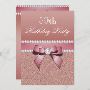 Invitation Rose romantique Gold fête d'anniversaire