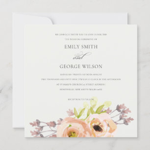 INVITATION ROSE ROMANTIQUE PEACH BLUSH HORS MARIAGE FLORAL BL