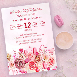 Invitation Rose Rose Coeur Tourbillonnant Saint Valentin 30e 