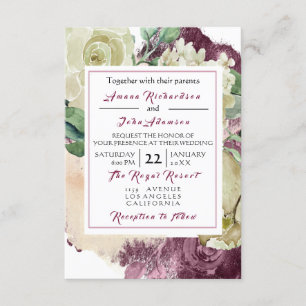 Invitation Rose rose crémeuse Marsala Floral Rose Mariage