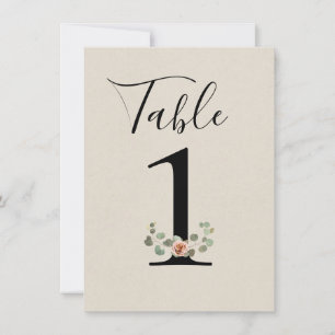 Invitation Rose rose et Eucalyptus Mariage de coeur Numéro de