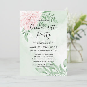 Invitation Rose rose Eucalyptus Feuillage Bachelorette