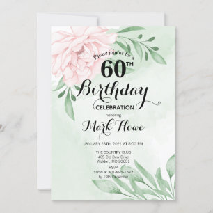 Invitation Rose rose Eucalyptus Foliage 60e anniversaire