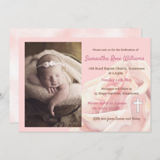Invitation Rose rose fille photo Dedication
