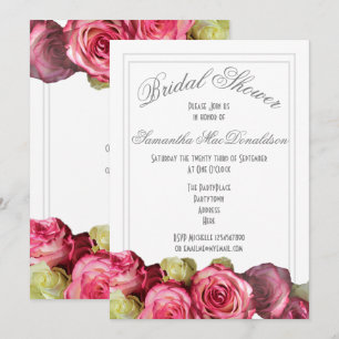 Invitation Rose rose fleurs douche nuptiale été