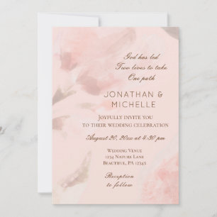 Invitation Rose rose Floral Aquarelle Mariage chrétien