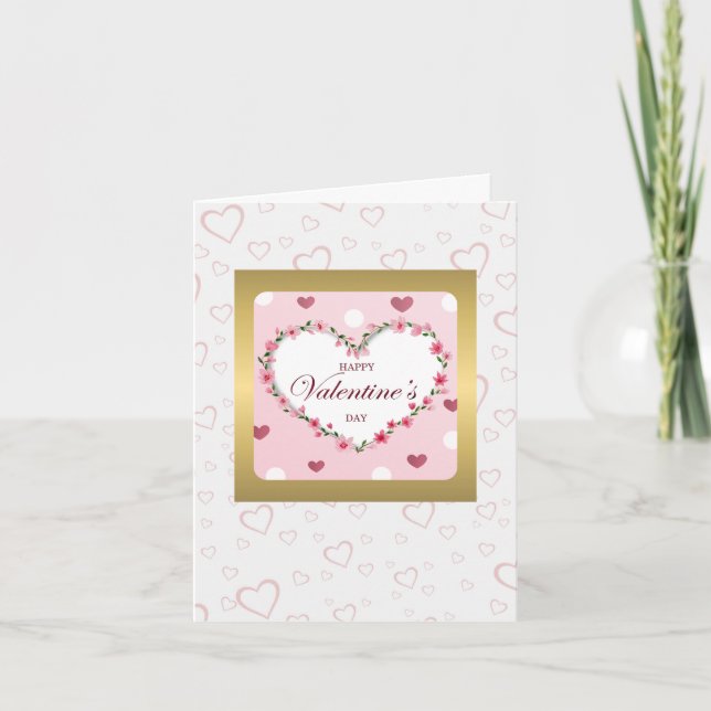 Invitation Rose Rose Floral Coeurs Cadeaux de la Saint Valent (Devant)