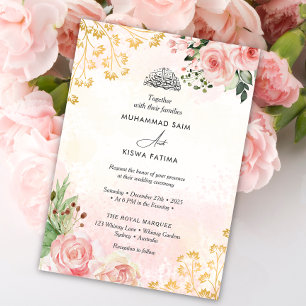 Invitation Rose rose Floral musulman Mariage islamique