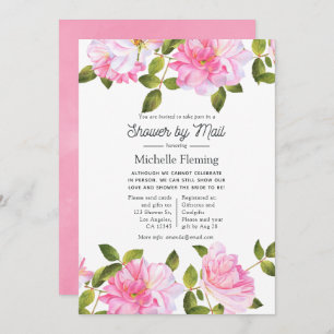 Invitation Rose Rose Garden Douche par courrier
