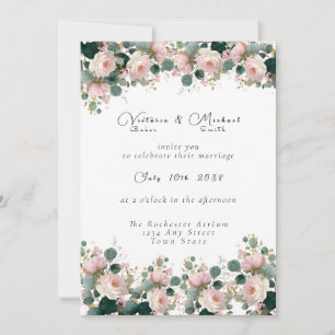 Invitation Rose Rose Garden Eucalyptus Mariage