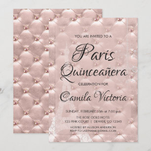 Invitation Rose Rose Gold Paris Quinceañera