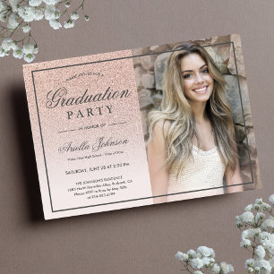 Invitation Rose Rose Gold Parties scintillant ombre de la Gra