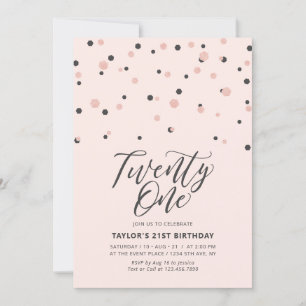 Invitation Rose & Rose Gold Vingt et un fête d'anniversaire 2