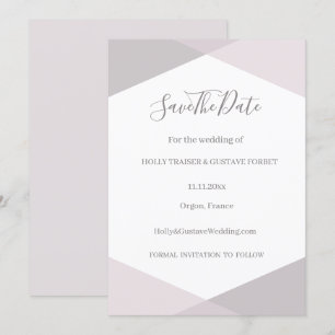 Invitation Rose rose gris blanc Hexagon Enregistrer la date M