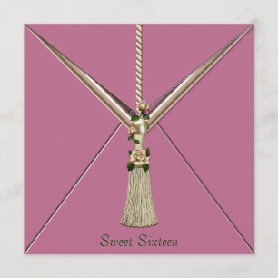 Invitation Rose rose ivoire Tassel Sweet sixteen Party