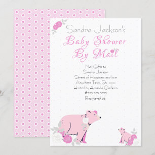 Invitation Rose rose mignonne Floral Mama Bear Cub Baby showe
