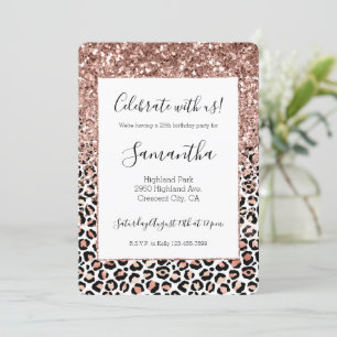 Invitation Rose Rose Noir Blanc Léopard Parties scintillant É