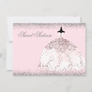 Invitation Rose Rose Or Parties scintillant Sweet 16 Invitati