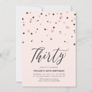 Invitation Rose Rose Or Simple Trente anniversaire fête