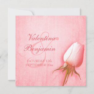Invitation Rose rose pâle buse mariage carré
