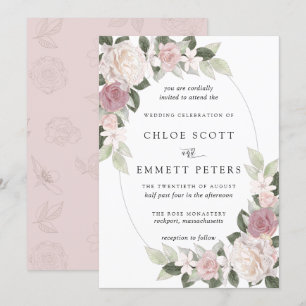 Invitation Rose rose pâle Rose Mariage Floral