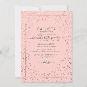 Invitation Rose Rose Parties scintillant Or Confetti Bachelor