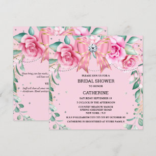 Invitation Rose rose pays chic arc satin parties scintillant 