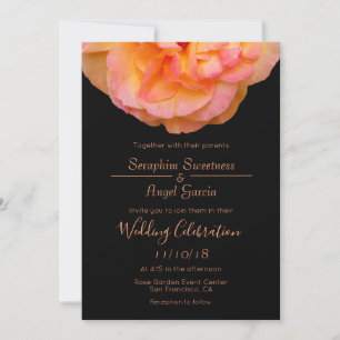 Invitation Rose rose Peach rose rose sur le Mariage noir