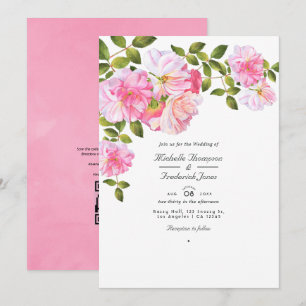 Invitation Rose rose QR Code RSVP Mariage de jardin