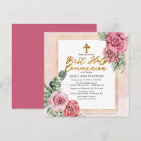 Rose rose rose |Cadre Floral Or Première Communion