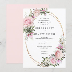 Invitation Rose Rose Rose Rose Rose Floral Mariage