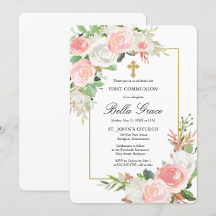 Invitation Rose Rose Rose Rose Rose Floral Première Sainte Co