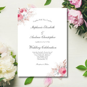 Invitation Rose Rose Rose Rose Rose Or Mariage botanique Flor