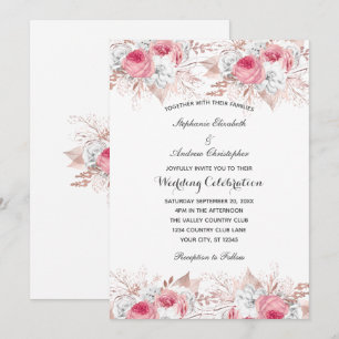 Invitation Rose Rose Rose Rose Rose Or Mariage botanique Flor