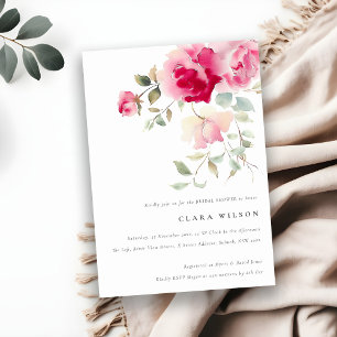 Invitation Rose rose rose rouge rose clair Boho Fête des mari