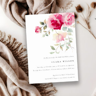 Invitation Rose rose rouge rose rose rose clair Boho Baby sho