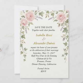 Invitation Rose rose saumon Ivy Floral Mariage Enregistrer La