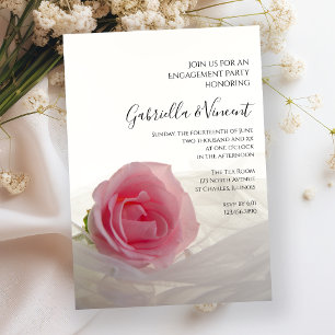 Invitation Rose Rose sur le White Engagement Party