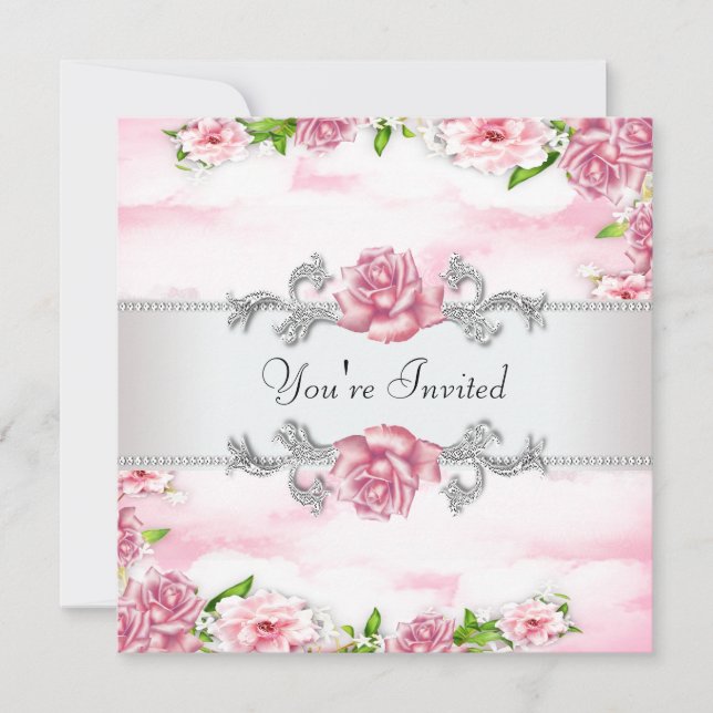 Invitation Rose rose Toutes les occasions (Devant)