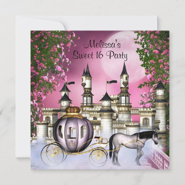 Invitation Rose Roses Princesse Sweet 16 Anniversaire (Devant)