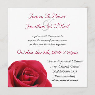 Invitation Rose rouge