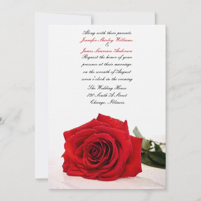 Invitation Rose rouge (Devant)
