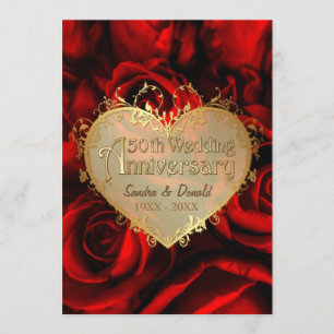 Invitation Rose rouge 50e anniversaire de Mariage
