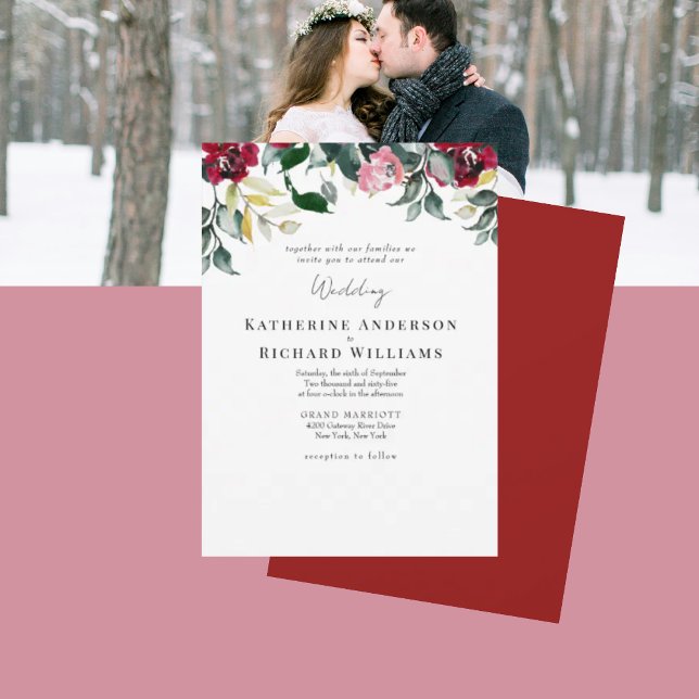 Invitation Rose rouge avec mariage d'hiver (Créateur téléchargé)
