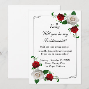 Invitation Rose Rouge Et Blanc Mariage De Noël Bridesmaid