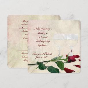 Invitation rose rouge et vin Vow Renouvellement